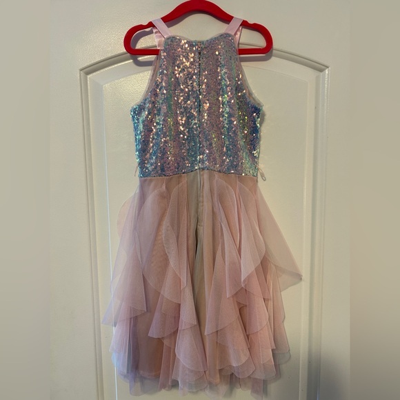 Sparkling Pink Sequin Kids Dress - 7 - Picture 2 of 3